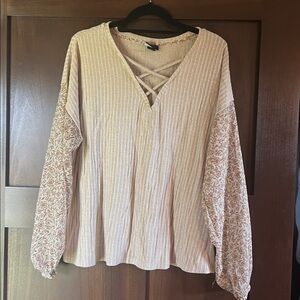 Daytrip Cream Top with Floral Accents